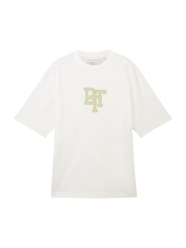 TOM TAILOR DENIM TOM TAILOR DENIM Тениска  светлозелено / бял памук