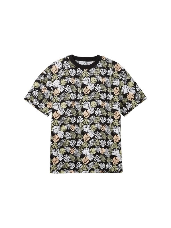 TOM TAILOR DENIM TOM TAILOR DENIM Тениска  зелено / кайсия / черно / бяло