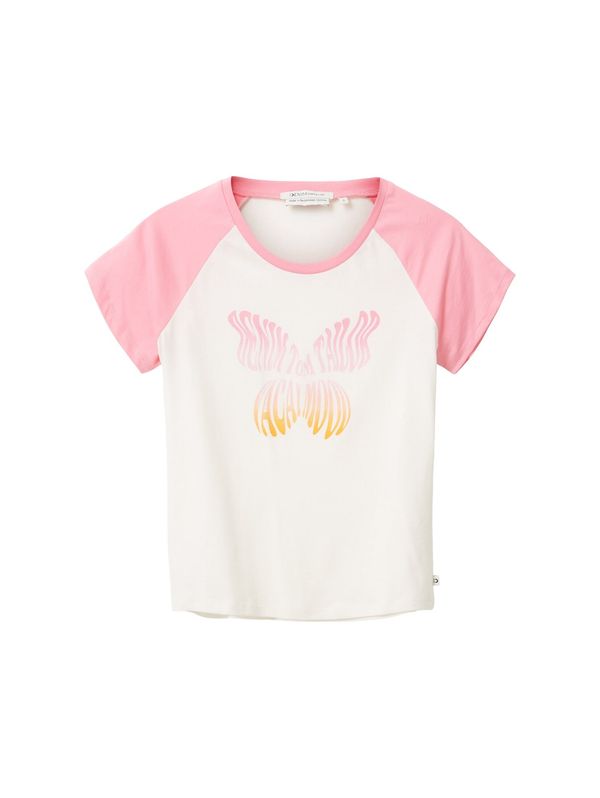 TOM TAILOR DENIM TOM TAILOR DENIM Тениска  жълто / светлорозово / бяло