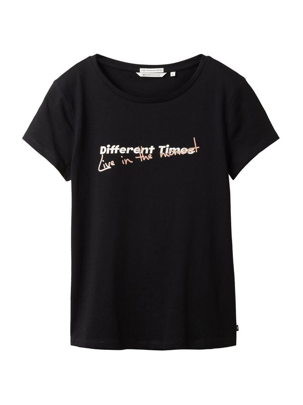 TOM TAILOR DENIM TOM TAILOR DENIM Тениска  злато / черно / бяло