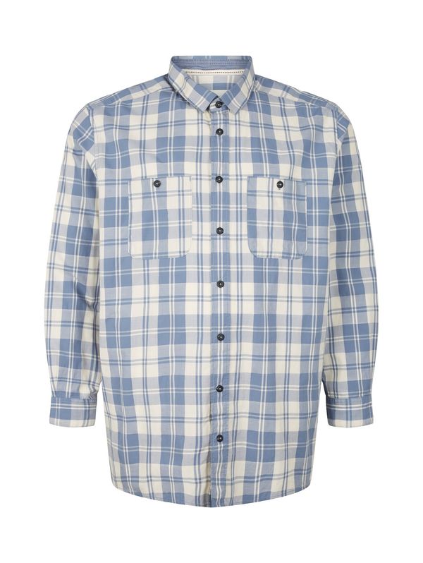 TOM TAILOR Men + TOM TAILOR Men + Риза  синьо / мръсно бяло