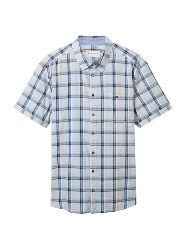 TOM TAILOR Men + TOM TAILOR Men + Риза  светлосиньо / тъмножълто / черно / бяло