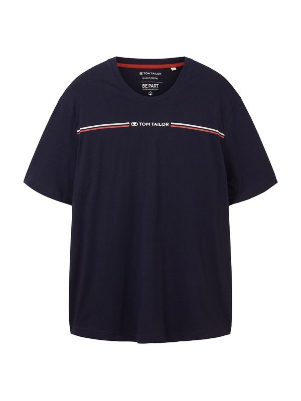 TOM TAILOR Men + TOM TAILOR Men + Тениска  нощно синьо / червено / бяло