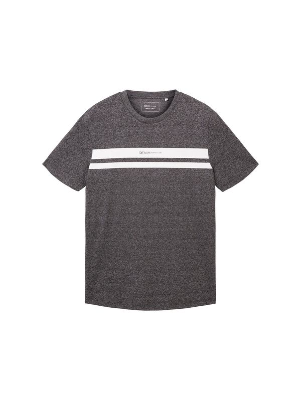 TOM TAILOR Men + TOM TAILOR Men + Тениска  сив меланж / бяло