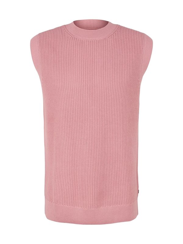 TOM TAILOR TOM TAILOR Мъжки плетен пуловер без ръкави  пепел от рози