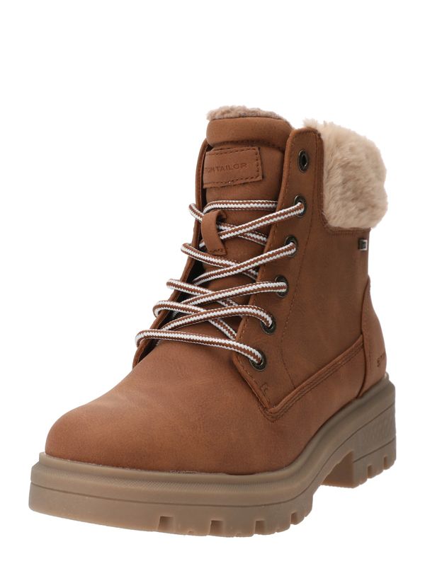 TOM TAILOR TOM TAILOR Ниски ботуши с връзки  бежово / карамел