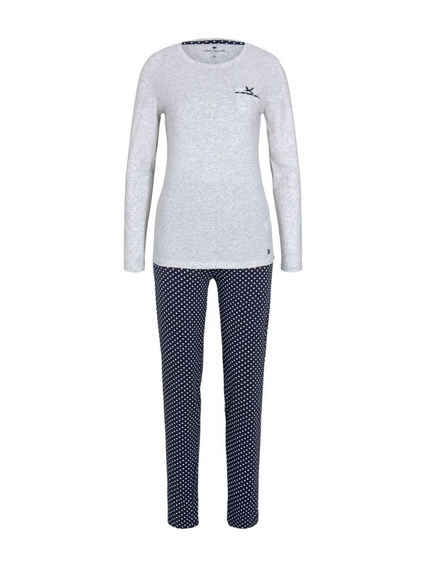 TOM TAILOR TOM TAILOR Пижама  морскосиньо / сив меланж / бяло