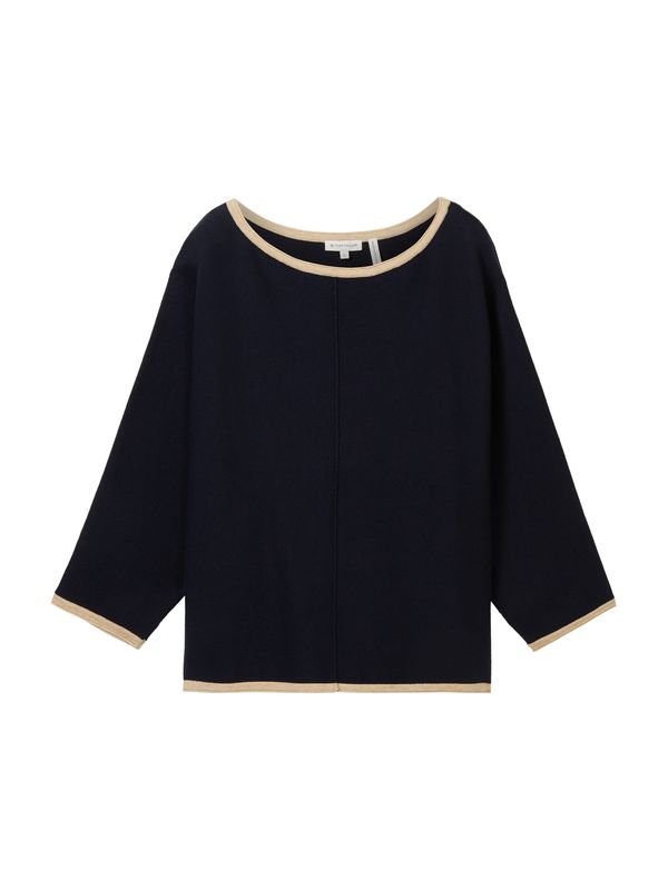 TOM TAILOR TOM TAILOR Пуловер  бежово / нейви синьо