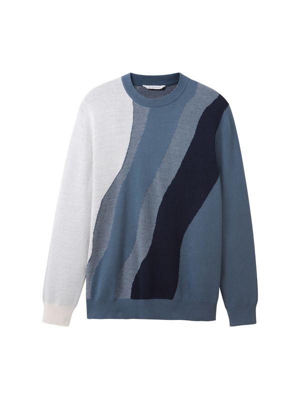 TOM TAILOR TOM TAILOR Пуловер  морскосиньо / опушено синьо / нощно синьо / мръсно бяло