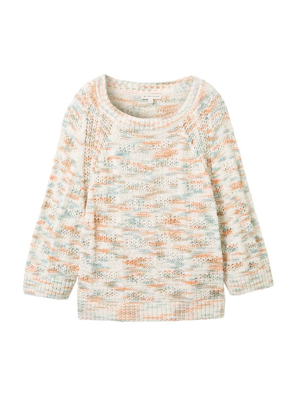 TOM TAILOR TOM TAILOR Пуловер  светлобежово / гълъбово синьо / светлооранжево