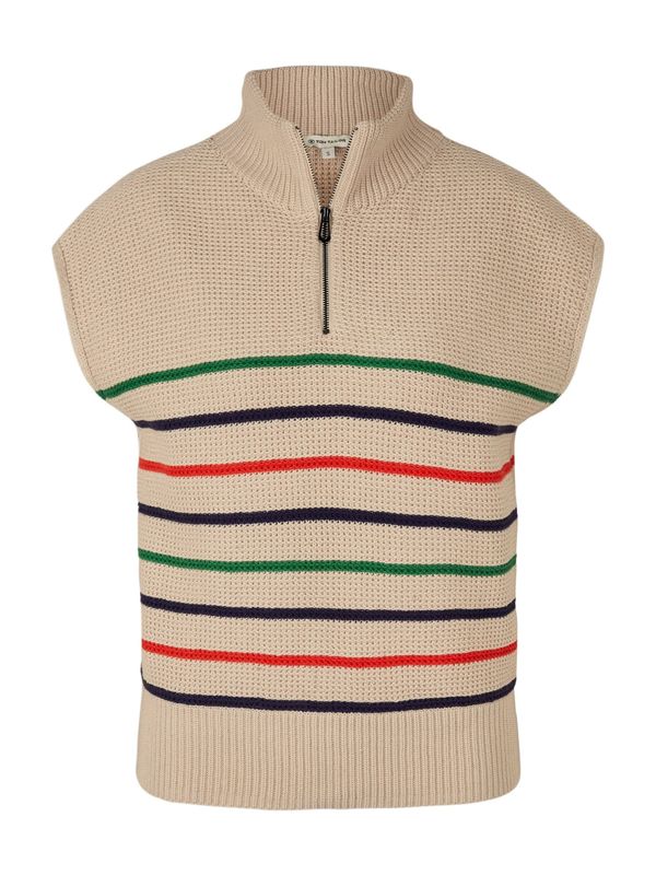 TOM TAILOR TOM TAILOR Пуловер  светлобежово / тъмносиньо / зелено / червено