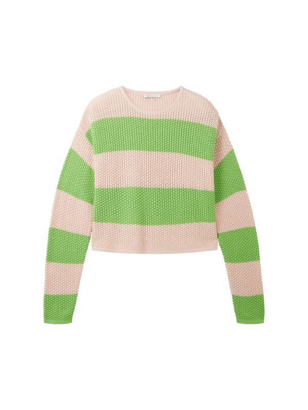 TOM TAILOR TOM TAILOR Пуловер  зелено / бледорозово