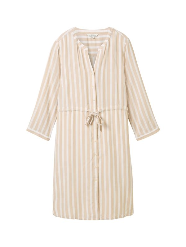 TOM TAILOR TOM TAILOR Рокля тип риза  бежово / бяло