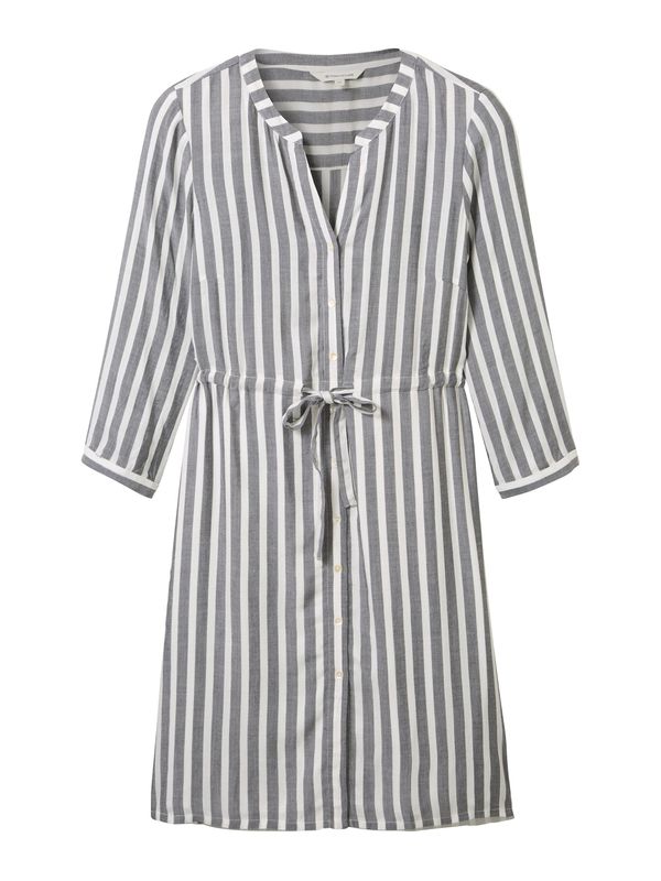 TOM TAILOR TOM TAILOR Рокля тип риза  сиво / мръсно бяло