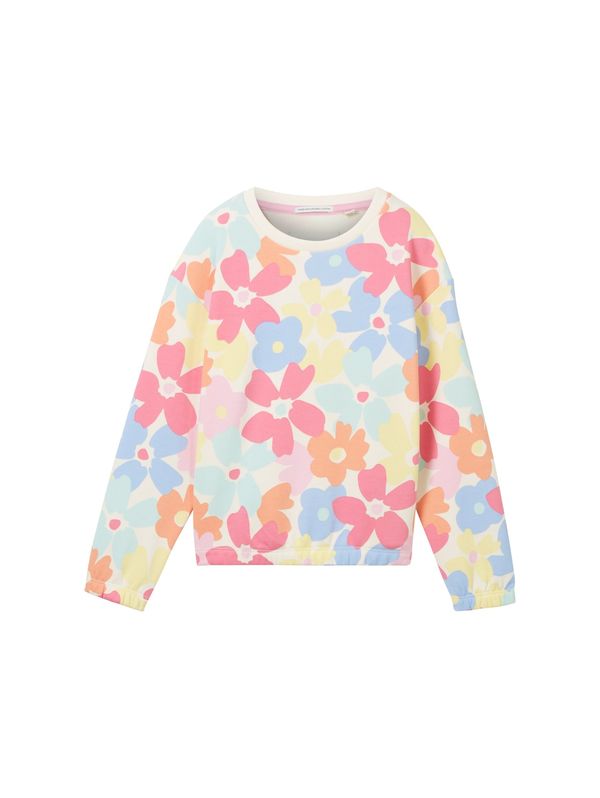 TOM TAILOR TOM TAILOR Суичър  светлосиньо / светлорозово / червено / мръсно бяло