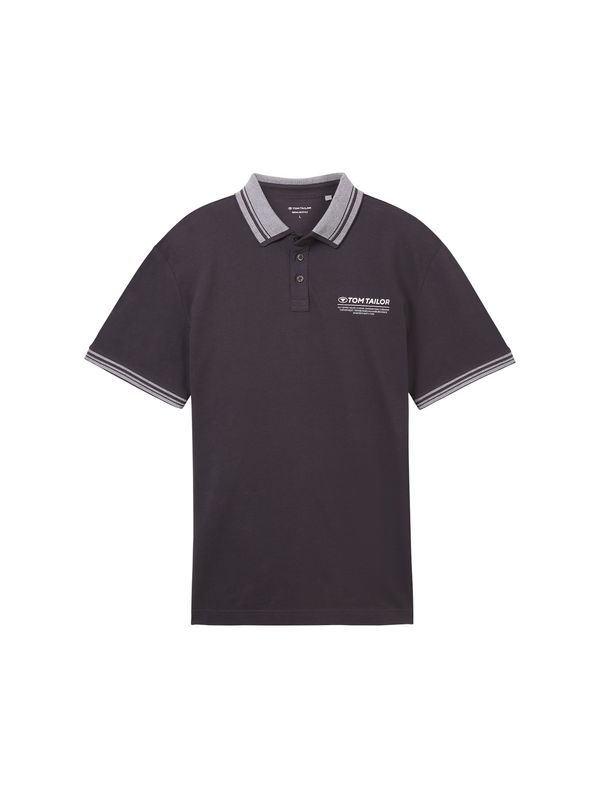 TOM TAILOR TOM TAILOR Тениска  антрацитно черно / естествено бяло