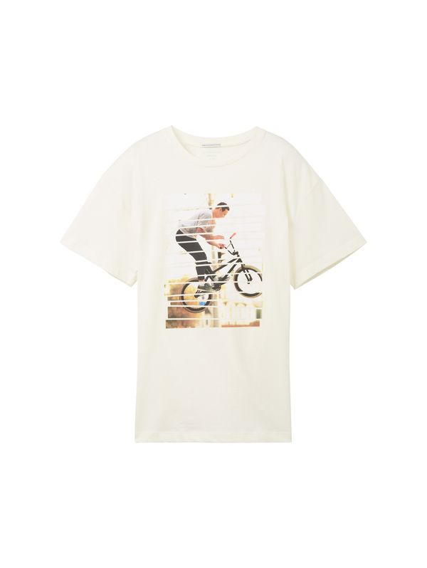 TOM TAILOR TOM TAILOR Тениска  бежово / графитено сиво / корал / бял памук