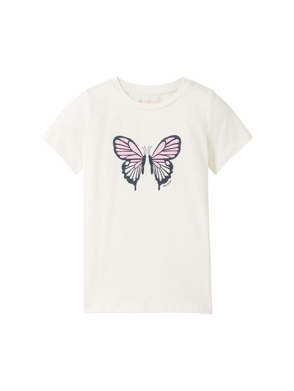 TOM TAILOR TOM TAILOR Тениска  бледорозово / черно / бяло