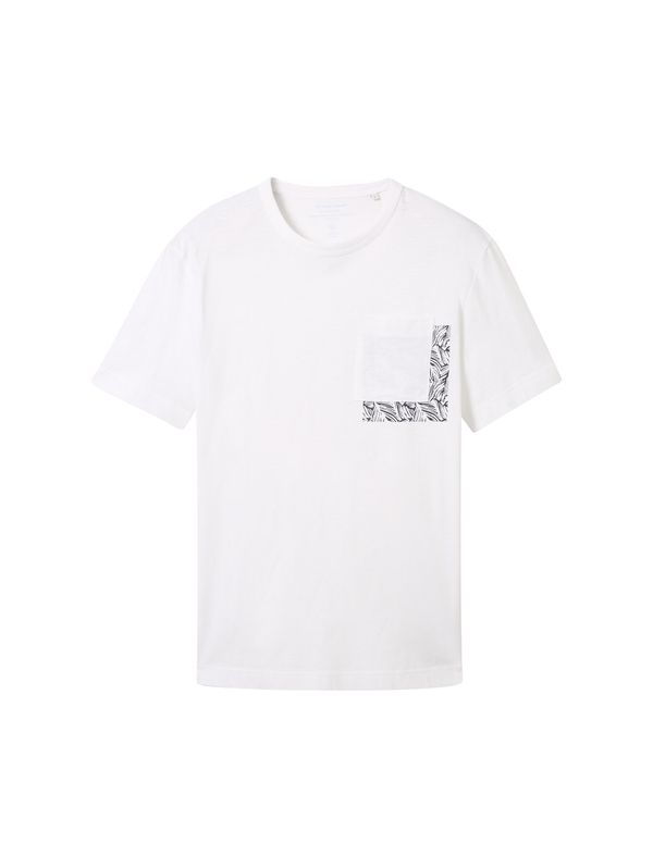 TOM TAILOR TOM TAILOR Тениска  черно / бял меланж