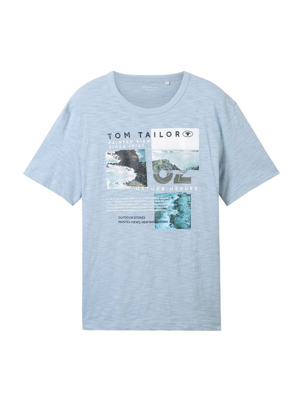 TOM TAILOR TOM TAILOR Тениска  циан / светлосиньо / черно / бяло