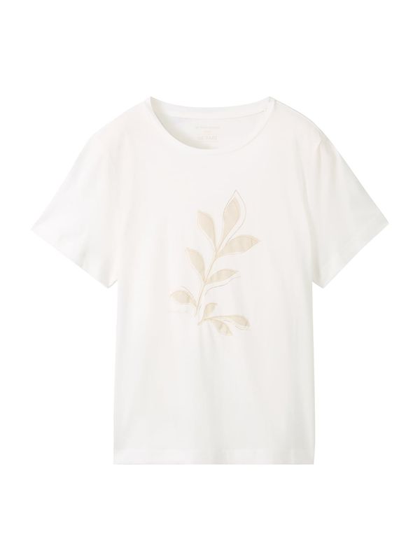 TOM TAILOR TOM TAILOR Тениска  цвят "пясък" / бяло