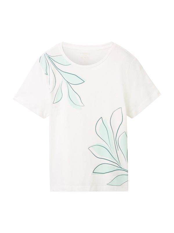 TOM TAILOR TOM TAILOR Тениска  мента / елхово зелено / мръсно бяло