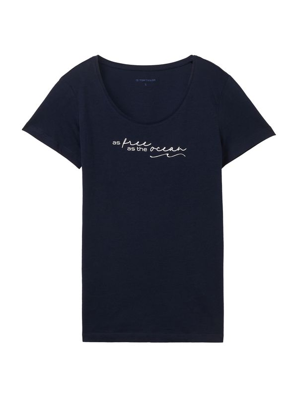 TOM TAILOR TOM TAILOR Тениска  морскосиньо / бяло