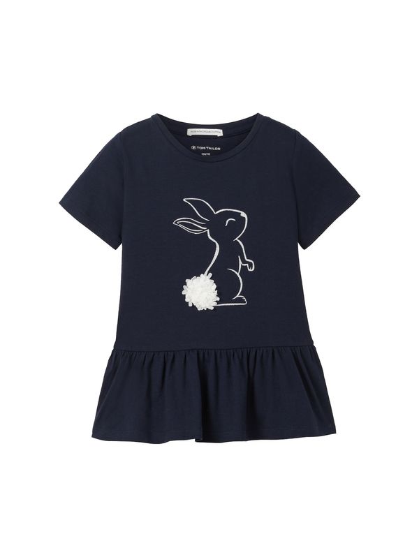 TOM TAILOR TOM TAILOR Тениска  морскосиньо / сребърно / бяло