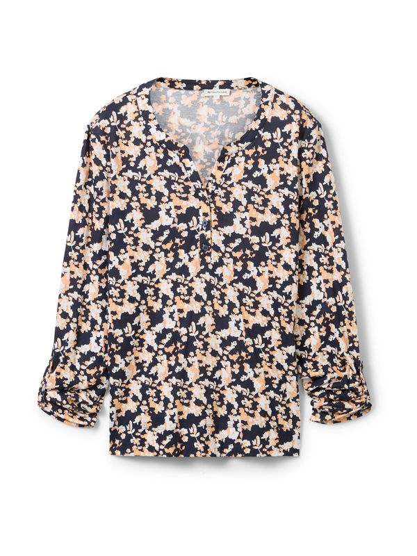 TOM TAILOR TOM TAILOR Тениска  морскосиньо / светлооранжево / бяло