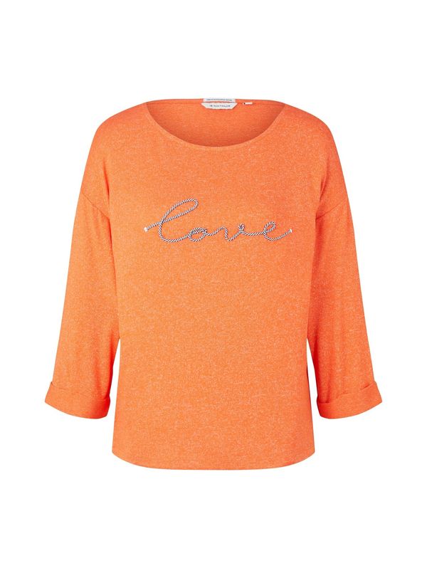 TOM TAILOR TOM TAILOR Тениска  нейви синьо / оранжев меланж / бяло