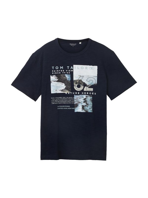TOM TAILOR TOM TAILOR Тениска  нейви синьо / пастелно синьо / антрацитно черно / бяло