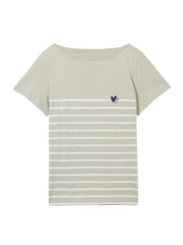 TOM TAILOR TOM TAILOR Тениска  нейви синьо / светлозелено / бяло