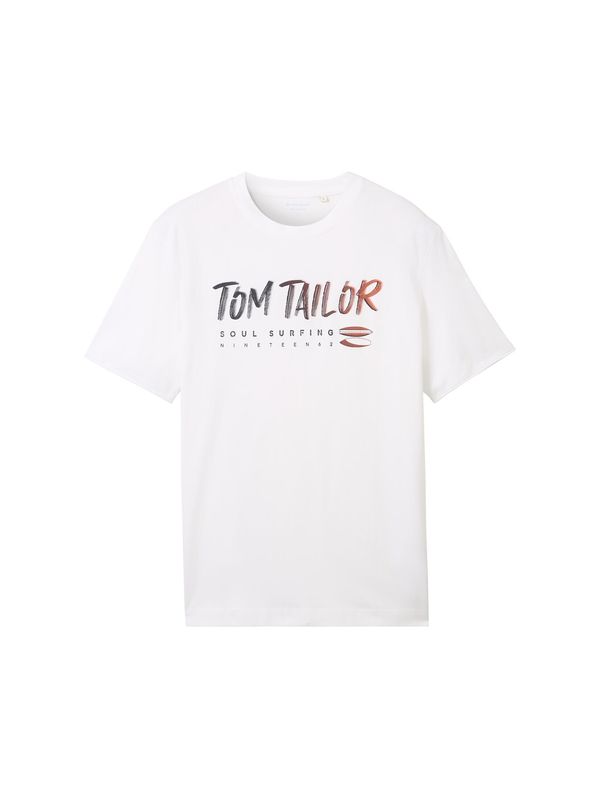 TOM TAILOR TOM TAILOR Тениска  огнено червено / черно / бяло