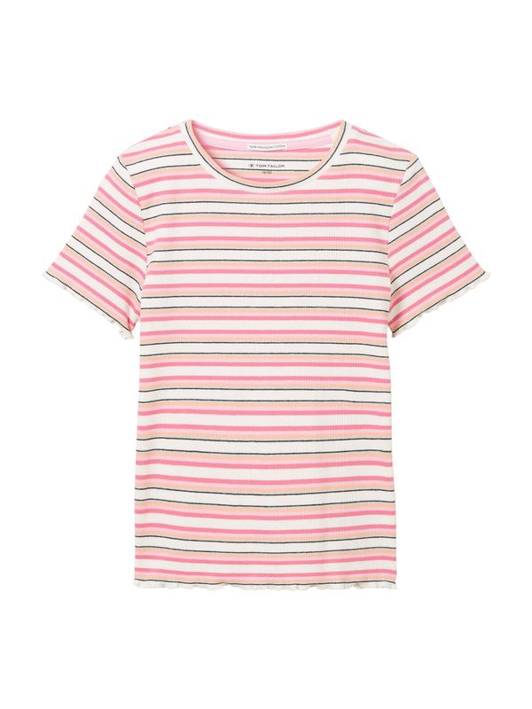 TOM TAILOR TOM TAILOR Тениска  оранжево / розово / черно / бяло