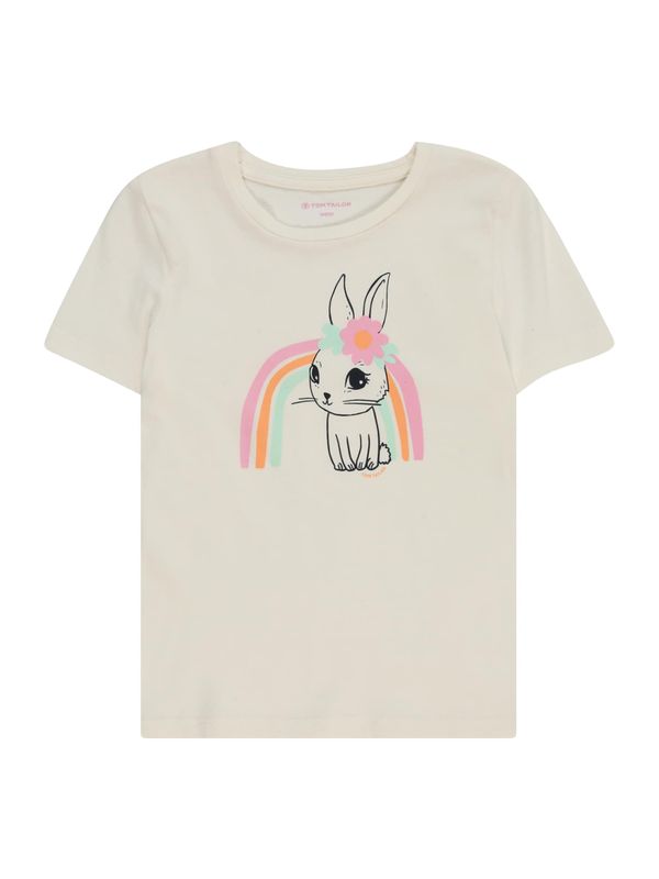 TOM TAILOR TOM TAILOR Тениска  пастелно оранжево / бледорозово / черно / бял памук