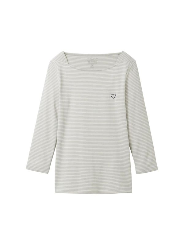 TOM TAILOR TOM TAILOR Тениска  пастелно зелено / мръсно бяло