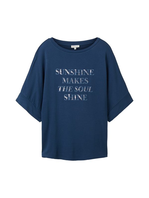 TOM TAILOR TOM TAILOR Тениска  синя тинтява / сребърно