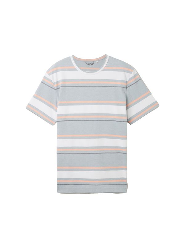 TOM TAILOR TOM TAILOR Тениска  сиво / кайсия / бяло