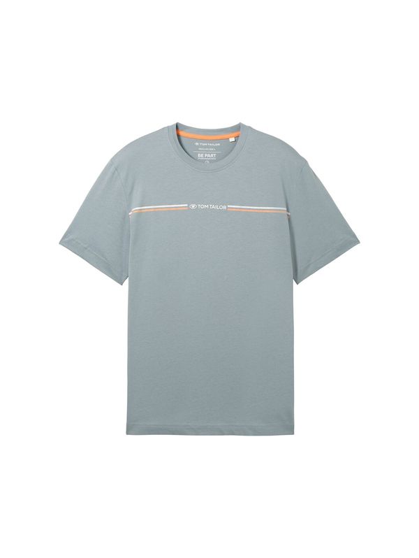 TOM TAILOR TOM TAILOR Тениска  сиво / оранжево / бяло