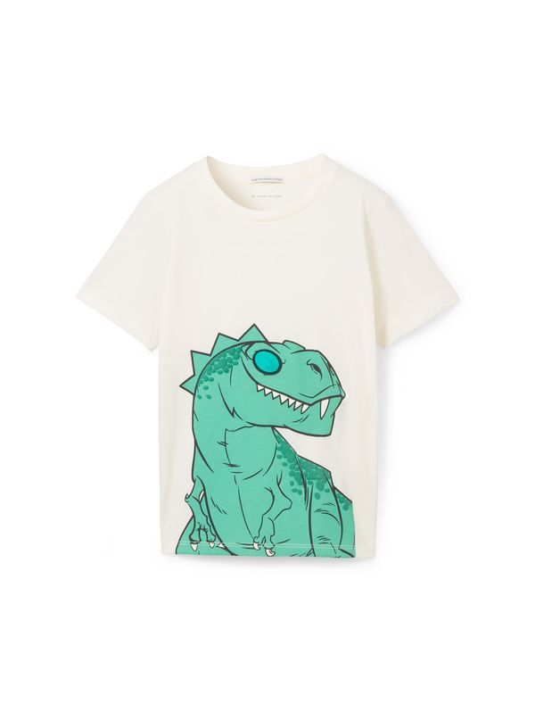 TOM TAILOR TOM TAILOR Тениска  смарагдово зелено / черно / бяло / мръсно бяло