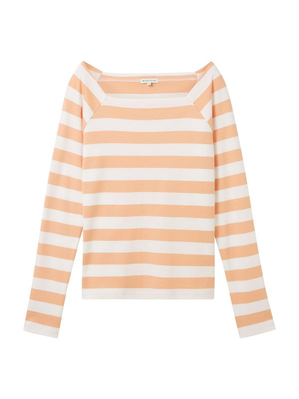 TOM TAILOR TOM TAILOR Тениска  светлооранжево / бял памук