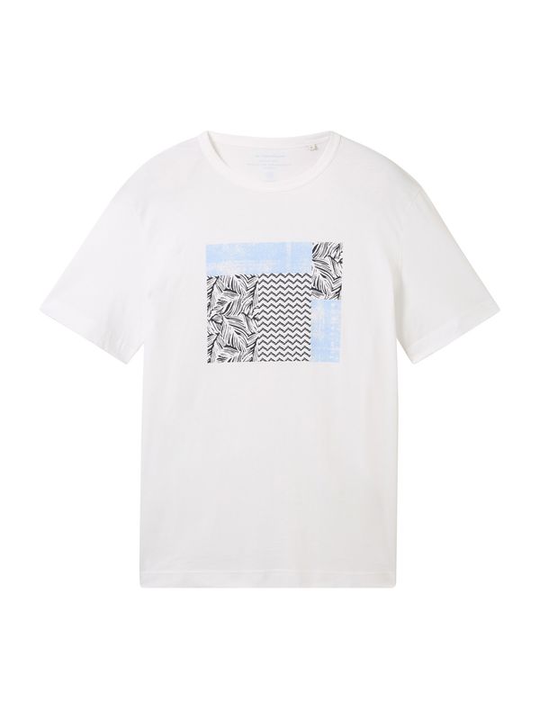 TOM TAILOR TOM TAILOR Тениска  светлосиньо / черно / бяло