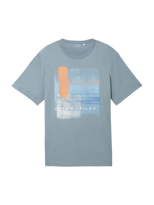 TOM TAILOR TOM TAILOR Тениска  светлосиньо / опушено синьо / камък / светлооранжево