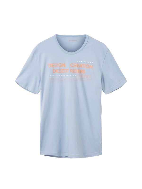 TOM TAILOR TOM TAILOR Тениска  светлосиньо / оранжево / бяло