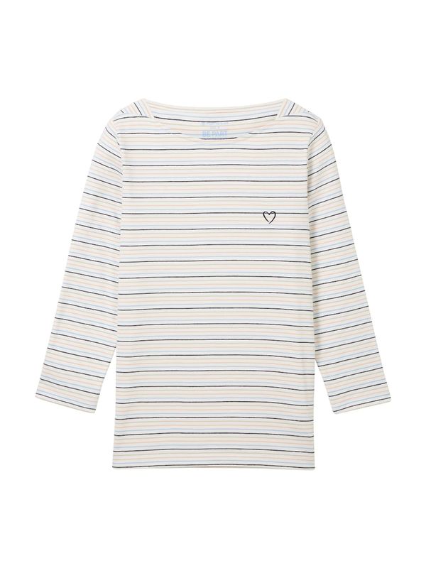 TOM TAILOR TOM TAILOR Тениска  светлосиньо / пастелно оранжево / черно / мръсно бяло