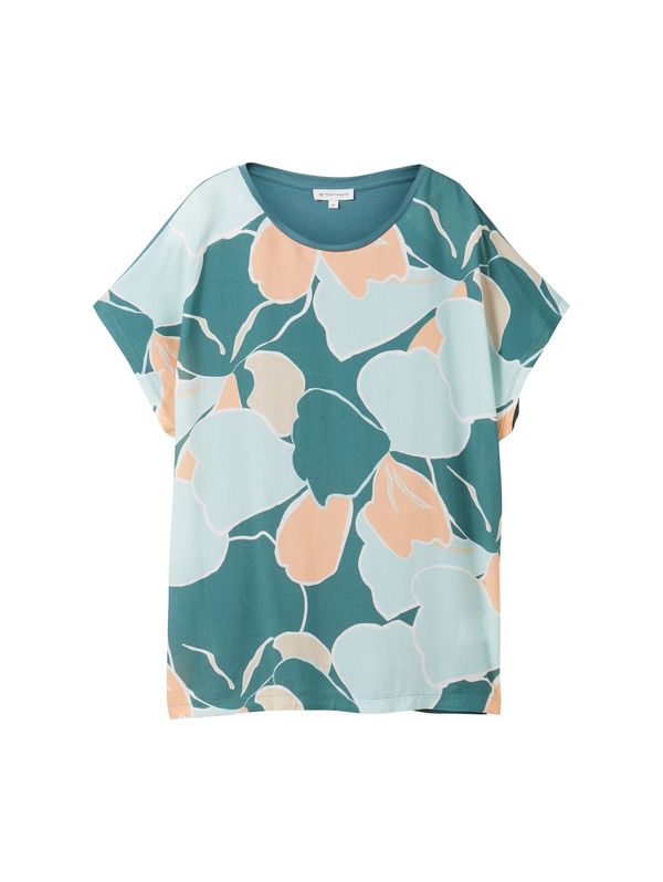 TOM TAILOR TOM TAILOR Тениска  светлосиньо / тъмнозелено / оранжево / бяло