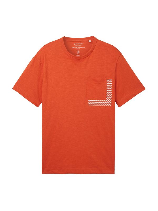 TOM TAILOR TOM TAILOR Тениска  тъмно коралово / бяло