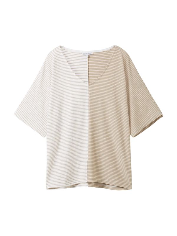 TOM TAILOR TOM TAILOR Тениска  тъмнобежово / мръсно бяло