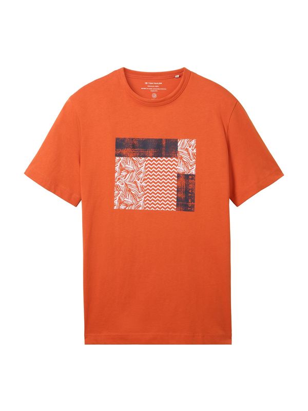TOM TAILOR TOM TAILOR Тениска  тъмносиньо / тъмнооранжево / бяло