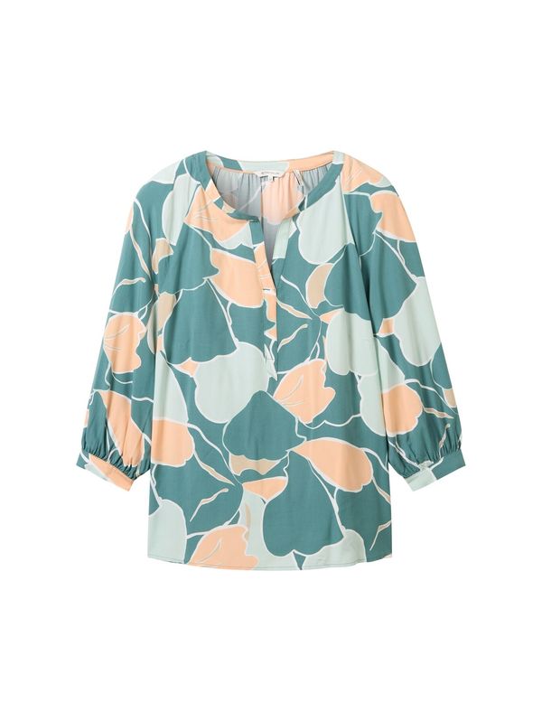 Tom Tailor Women + Tom Tailor Women + Блуза  нефритено зелено / пастелно зелено / пастелно оранжево / бяло